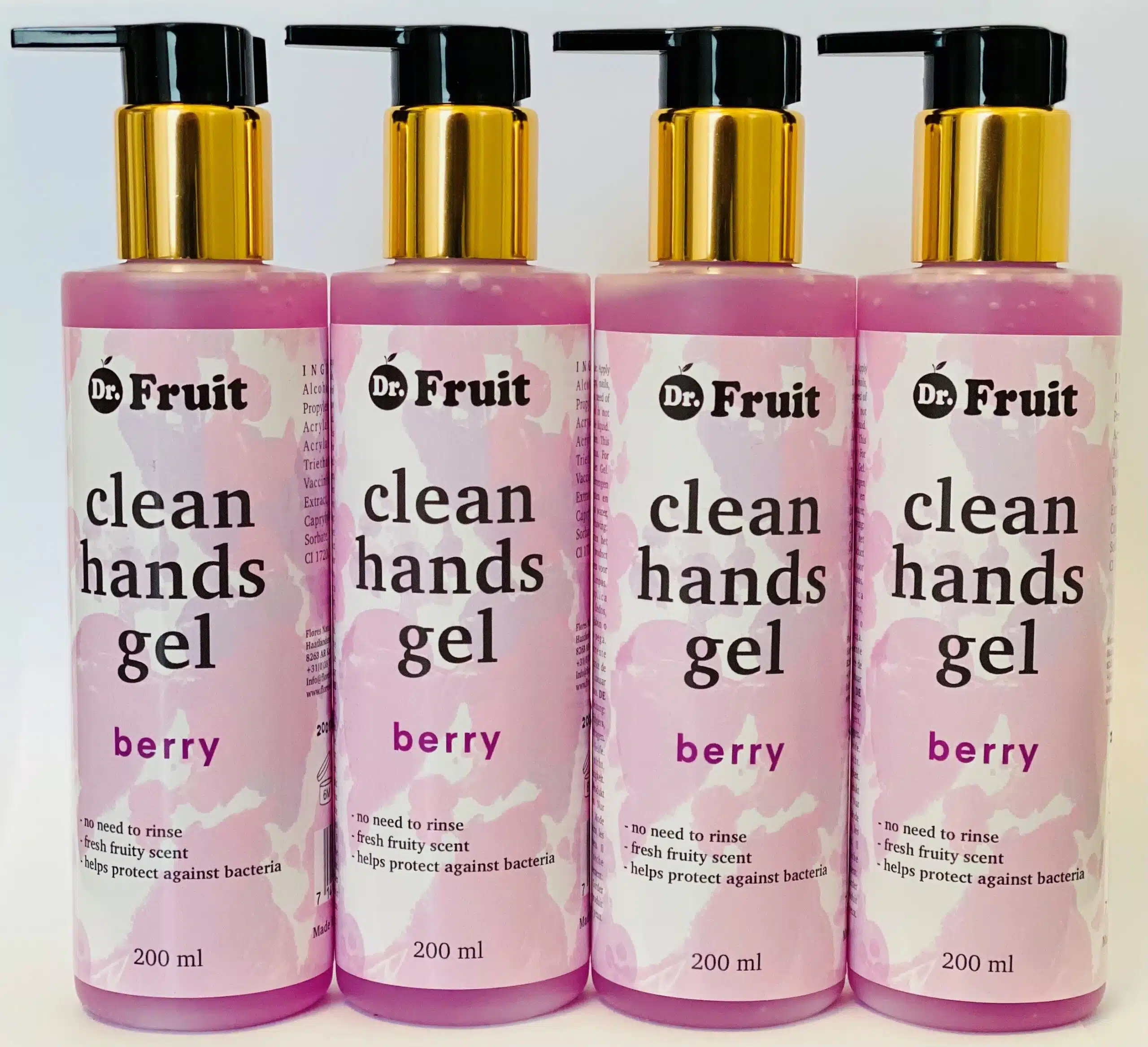 Dr. Fruit Desinfecterende Handgel (Berry) 200ml set van 4